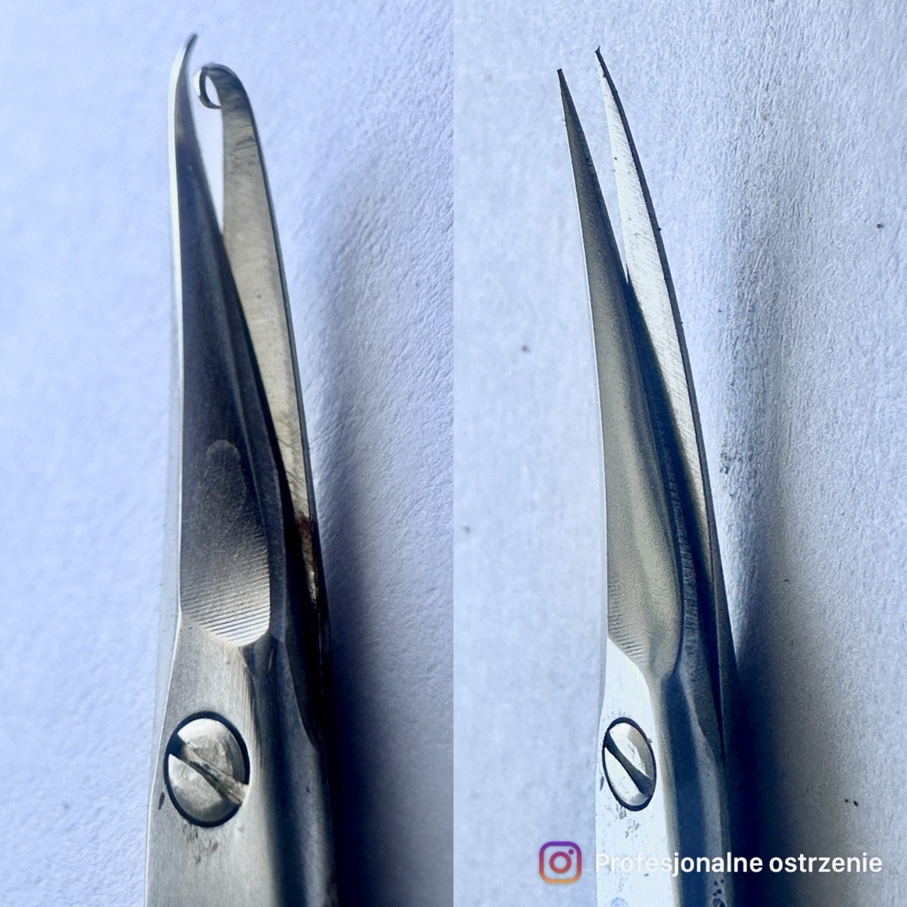 Ostrzenie nożyczek kosmetycznych przed i po Gdynia